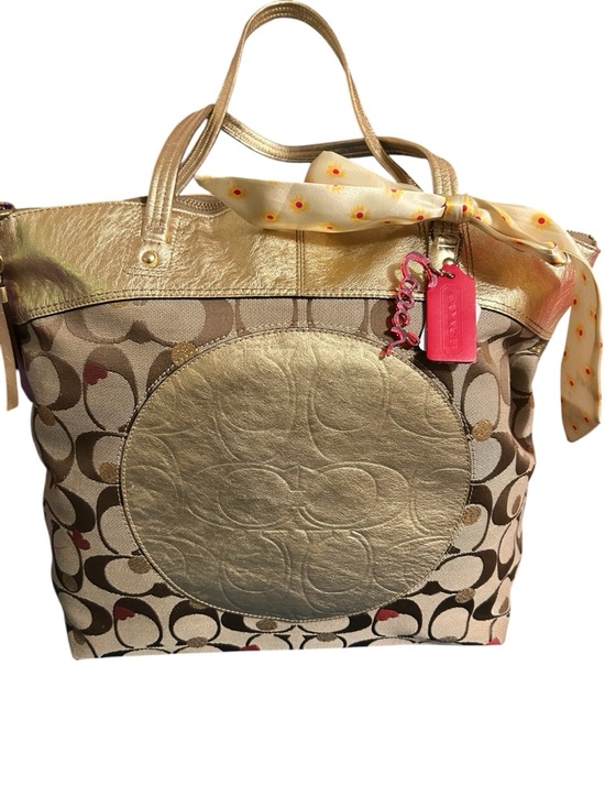 Coach Handbags - Coach Laura Secret Admirer Tote, w/jacquard signature "C" w/ hearts and dots.